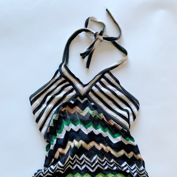 Black Green White and Tan Chevron Summer Halter Top Women’s SZ S/M - Picture 1 of 3